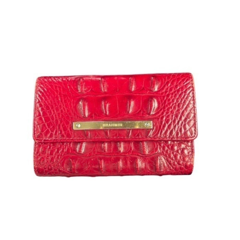 Brahmin red embossed leather wallet